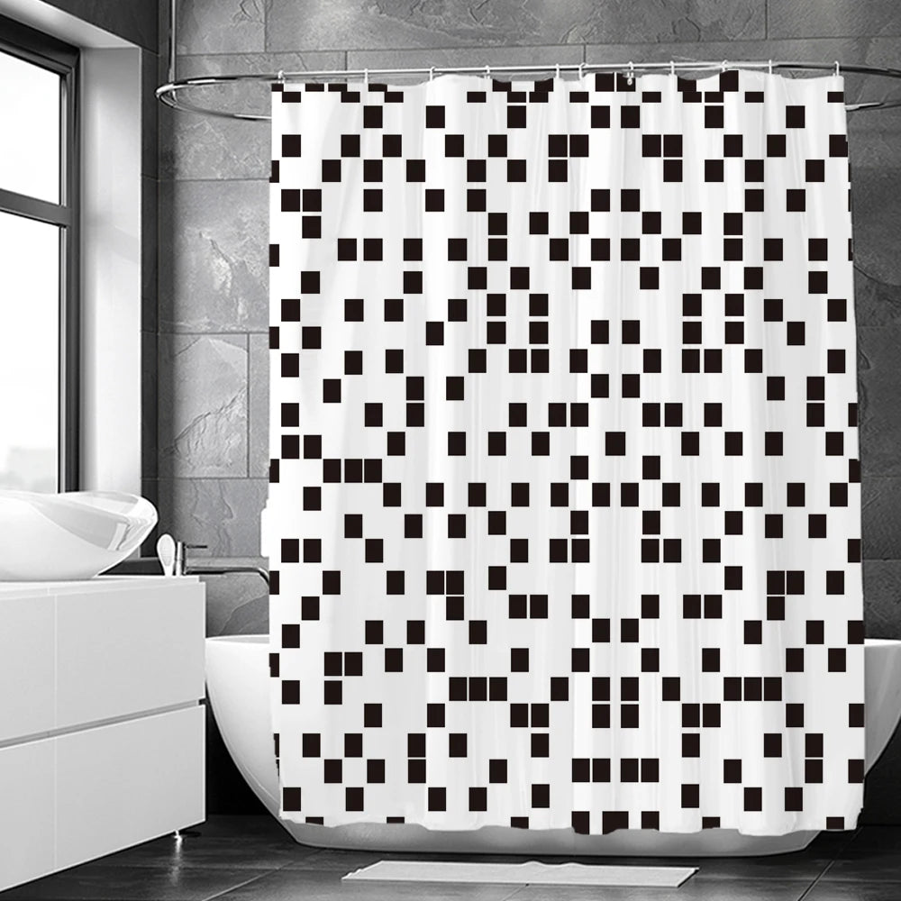 Blue Geometric Hexagonal Shower Curtains Waterproof Fabric Bathroom Curtain with Hooks Decoration Bath Screen Toilet Partition