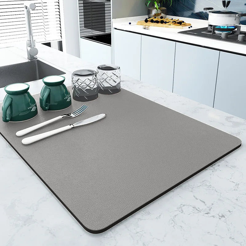 Kitchen Absorbent Draining Mat Coffee Mats Solid Color Tableware Mat Kitchen Dish Drying Pad Dinnerware Placemat Quick Dry Mat