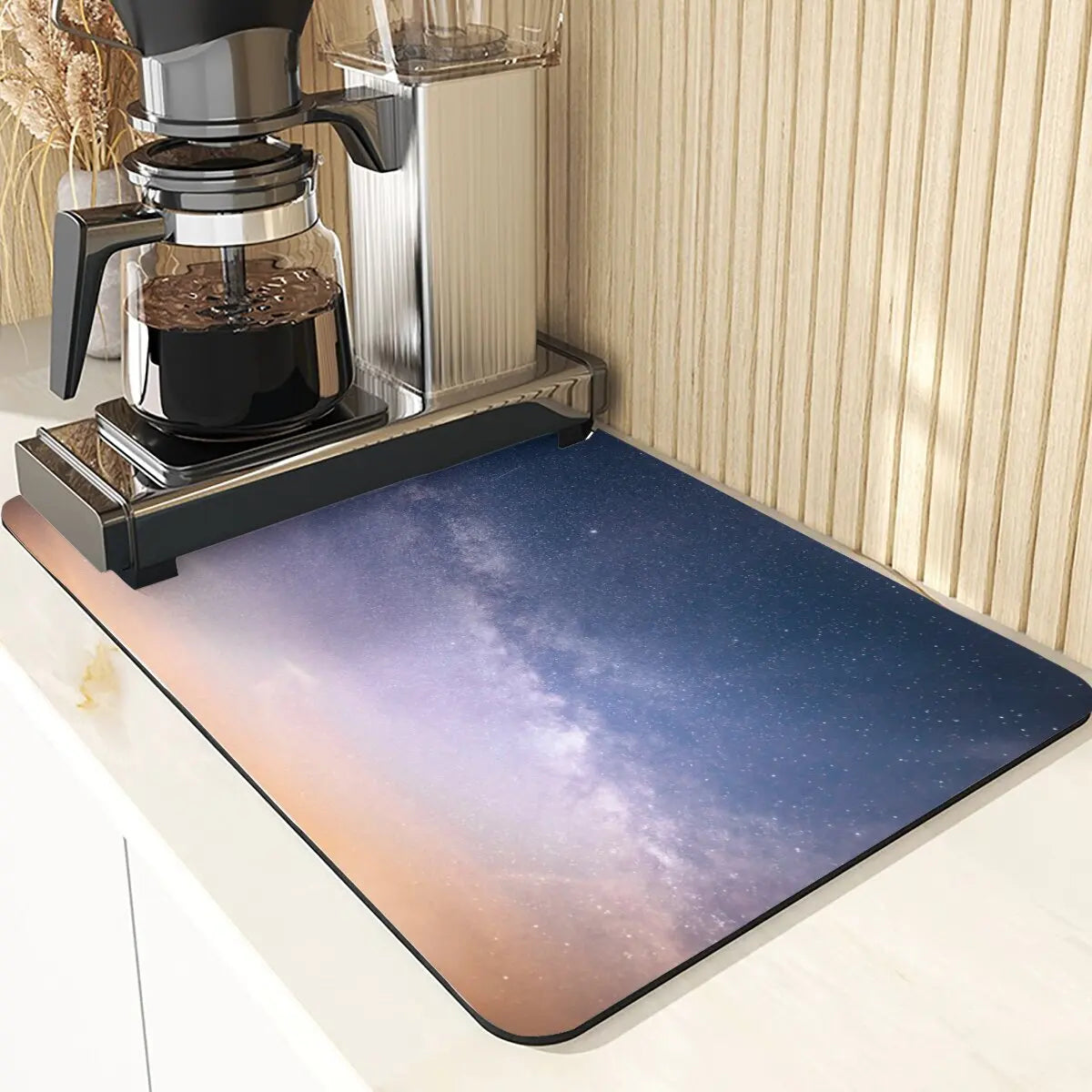 Night Sky Style Coffee Cup Mat Non-Slip Mat Coaster Tiny Spot Pattern Placemats For Table Mat Absorbent Drying Mat For Kitchen