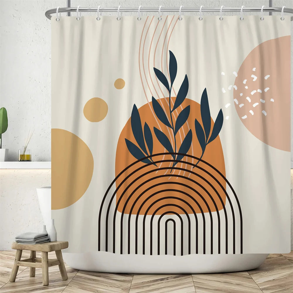 Nordic Abstract Art Boho Shower Curtain Waterproof Polyester Bath Curtains Tropical Leaves Palm Curtains For Bathroom Decor