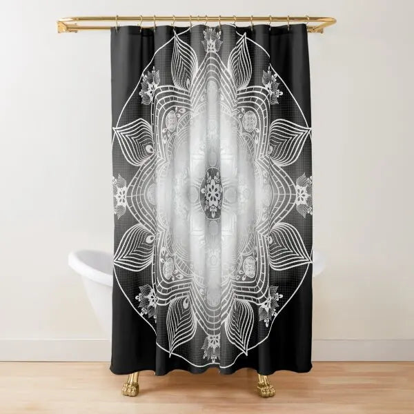 Ombre White and Black Minimal Shower Curtain Polyester Waterproof Modern Bathroom Curtains Machine Wash Bath Curtains with Hooks