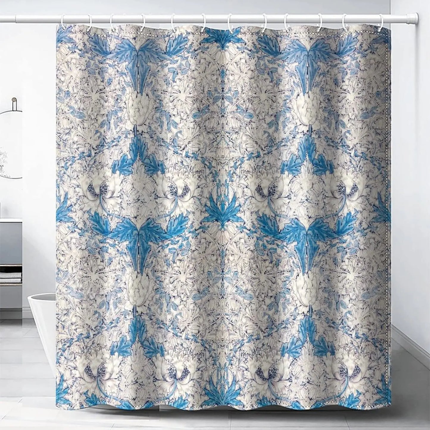 William Morris Shower Curtains Green Shower Curtain for Bathroom Waterproof Fabric Decorative Bathroom Curtains with 12 Hooks