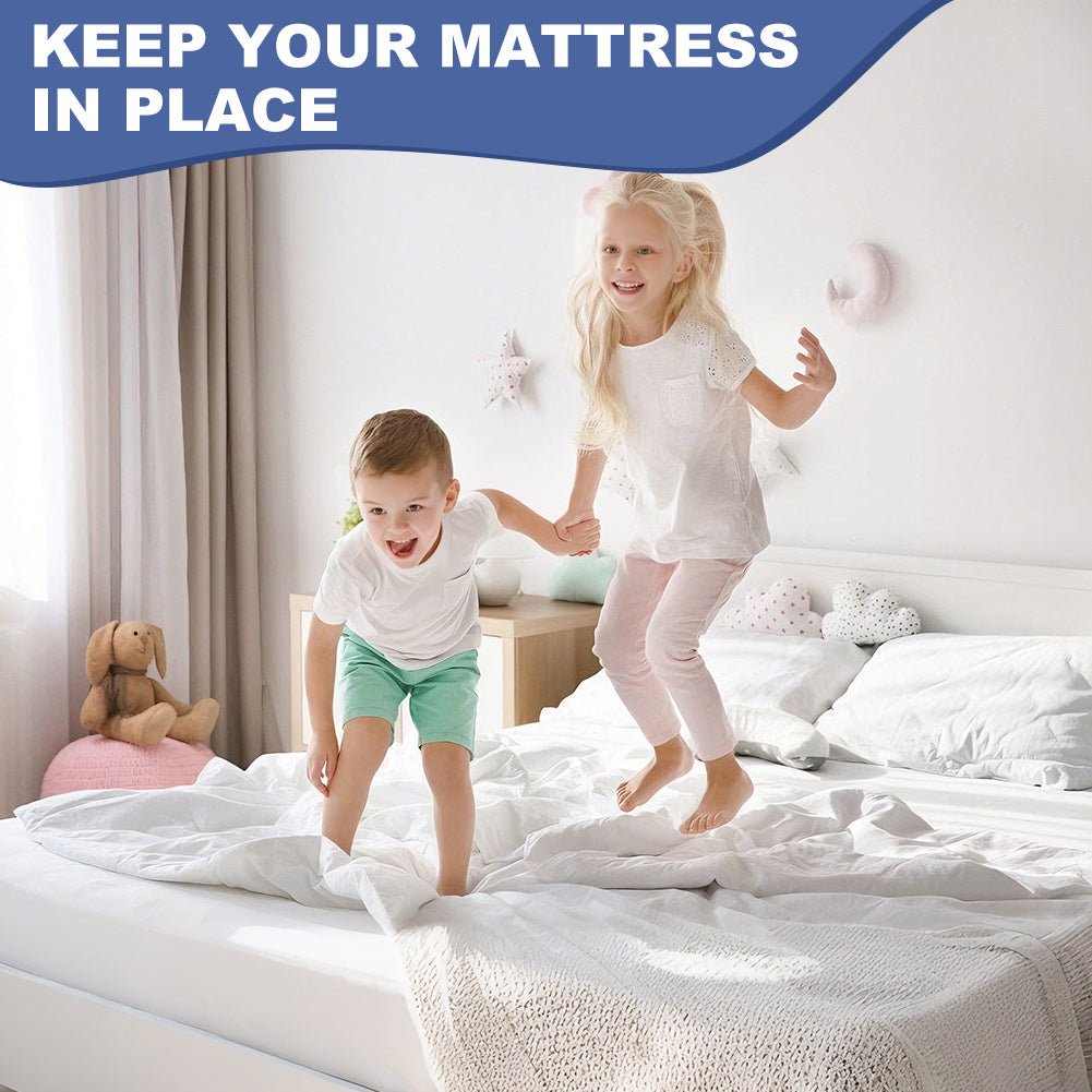 Anti-slip mattress protector, suitable for box spring beds and slatted frames, breathable felt mattress protector with corner straps to secure the mattress