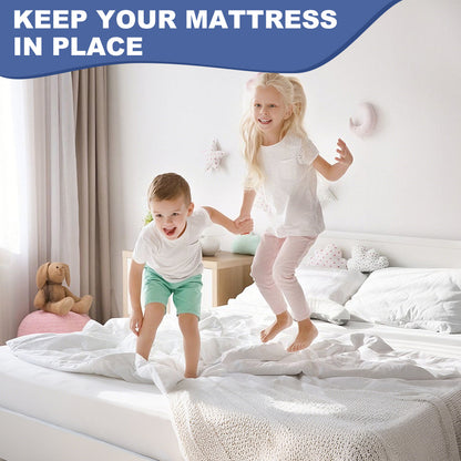 Anti-slip mattress protector, suitable for box spring beds and slatted frames, breathable felt mattress protector with corner straps to secure the mattress