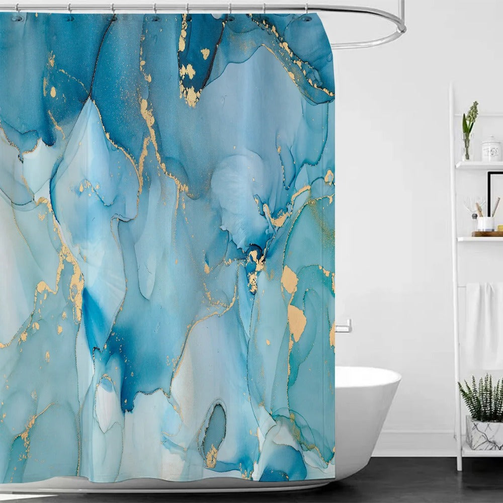 Gradient Marble Ink Texture Shower Curtain Waterproof Abstract Paint Colorful Bath Curtain Home Bathroom Decor Curtain With Hook