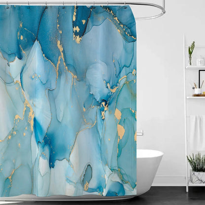 Gradient Marble Ink Texture Shower Curtain Waterproof Abstract Paint Colorful Bath Curtain Home Bathroom Decor Curtain With Hook