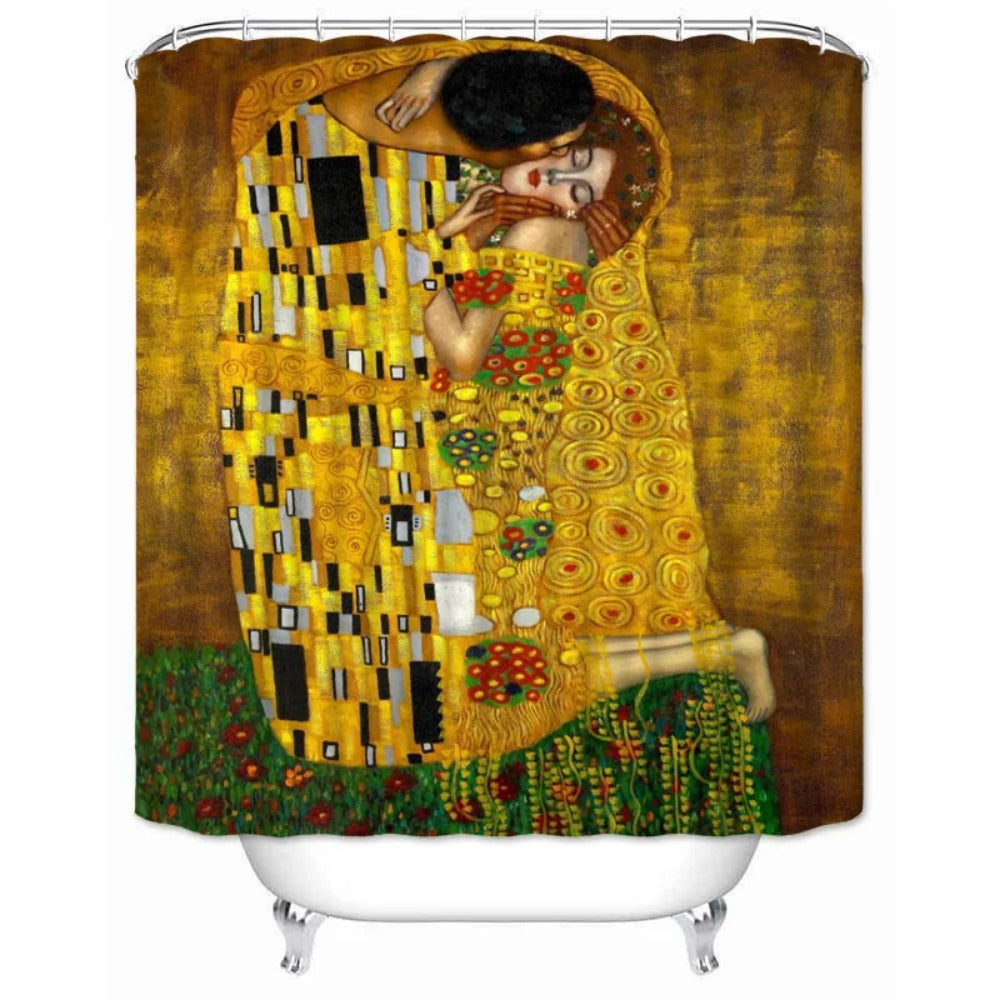 Musife Custom High Quality The Kiss by Gustav Klimt Shower Curtain Waterproof Bathroom Polyester Fabric Bathroom Curtain