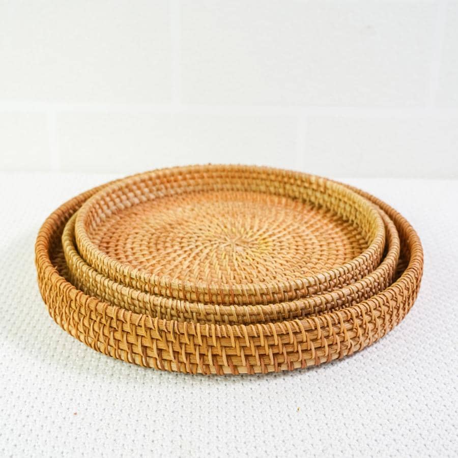 1pc Japanese Style Handmade Woven Storage Basket, Plain Color Rattan Woven Basket Ideal For Home, Living Room, Restaurant And Outdoor Picnic