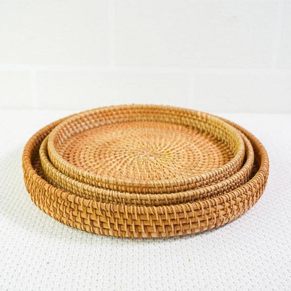 1pc Japanese Style Handmade Woven Storage Basket, Plain Color Rattan Woven Basket Ideal For Home, Living Room, Restaurant And Outdoor Picnic