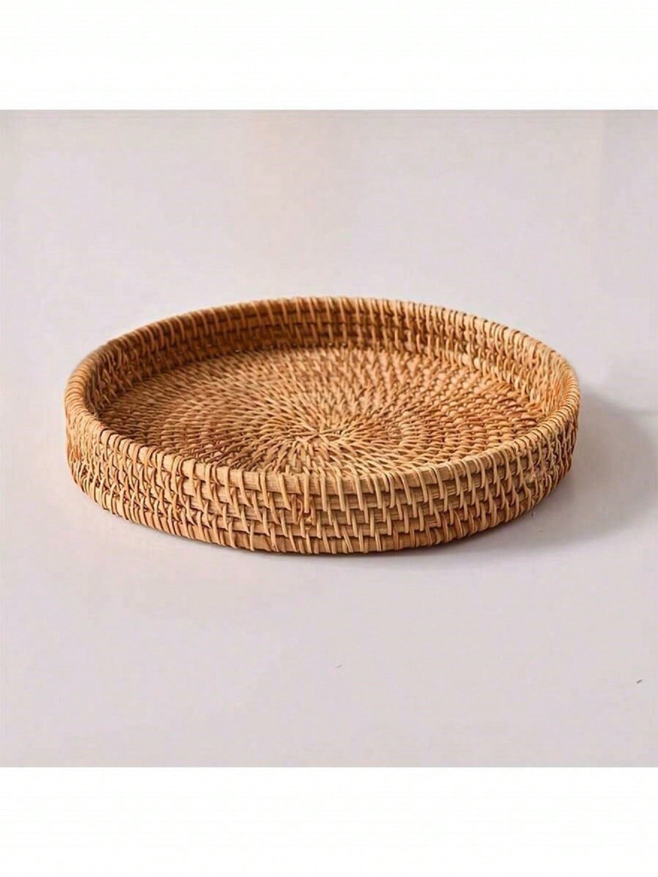 1pc Japanese Style Handmade Woven Storage Basket, Plain Color Rattan Woven Basket Ideal For Home, Living Room, Restaurant And Outdoor Picnic