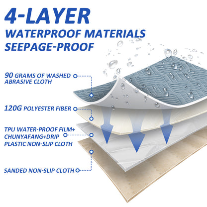 Washable incontinence pads with wings, waterproof mattress protector, reusable absorbent sheet for incontinence and bedwetting, non-slip underside