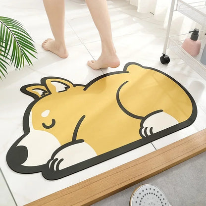 1PC Cute Diatom Super Absorbent Bathroom Mat Cartoon Animal Non-Slip Mud Toilet Pad Quick-Drying Bath Mat Floor Mat