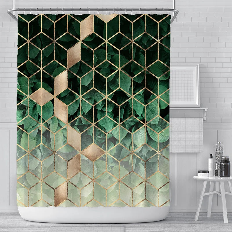 200x180cm 3D Geometric Marble Printing Bathroom Shower Curtain Polyester Waterproof Home Decoration Bathroom Curtain With Hook