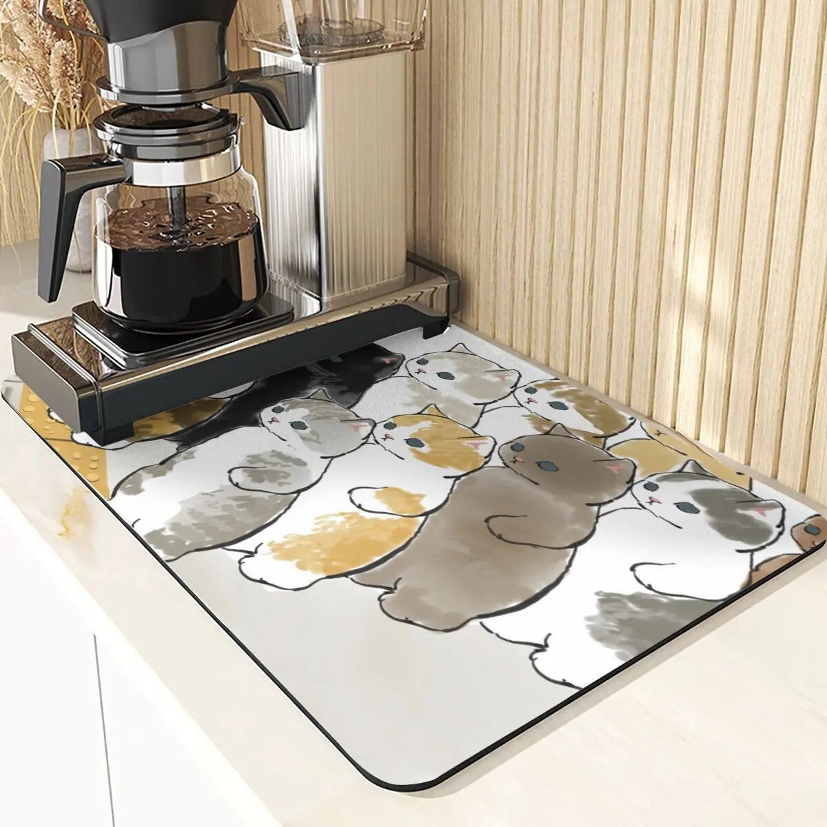 Cartoon Animal Style Mouse Pad Placemat Silicones Dish Mats Coaster Cute Cat Pattern Absorbent Drying Mat For Kitchen Coasters