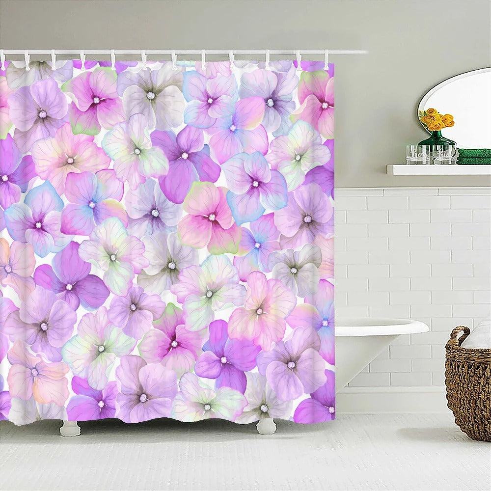 Beautiful Flowers Shower Curtain Bathroom Waterproof Shower Curtain Leaves Plant Printing Curtains for Bath Shower With Hooks