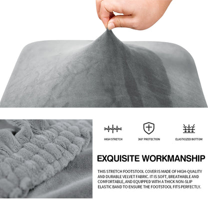 Ottoman Covers Slipcover Square Ottoman Covers Protector for Footrest Foot Stool Furniture Stretch Comfortable Velvet with Elastic Bottom