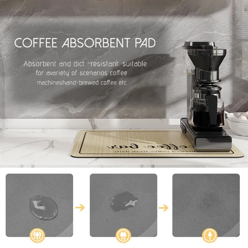 Super Absorbent Coffee Mat Draining Coffee Dish Drying Mat Quick Dry Bathroom Tableware Hide Stain Rubber Backed Absorbent Mat