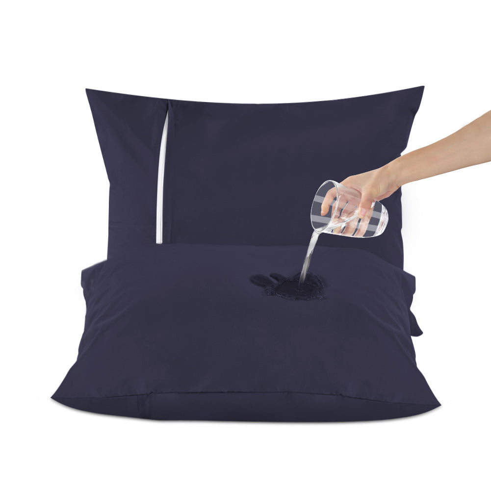 Waterproof pillowcases with zipper, 2-pack, waterproof pillowcases, super soft, breathable, noiseless