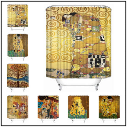 Musife Custom High Quality The Kiss by Gustav Klimt Shower Curtain Waterproof Bathroom Polyester Fabric Bathroom Curtain