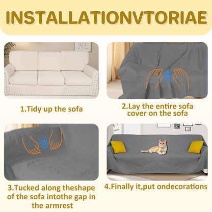 Waterproof sofa cover, scratch-resistant sofa cover, waterproof 3-seater sofa cover for cats, cat and dog protective sofa cover, furniture protective sofa cover