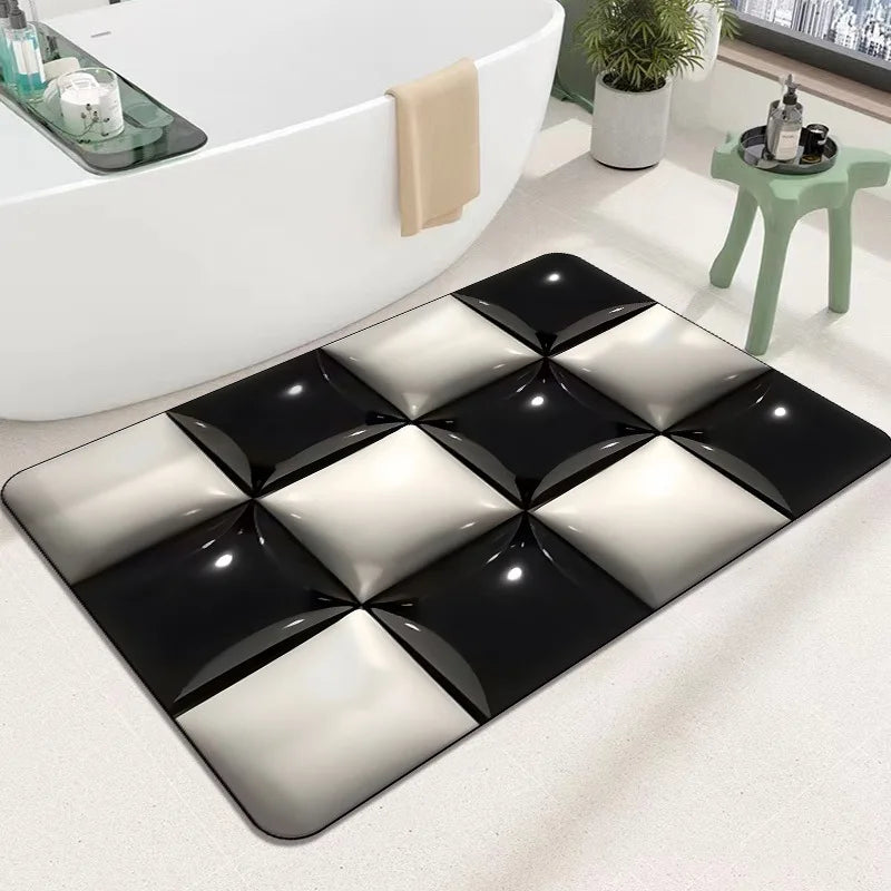 3D Inflatable Diatom Mud Absorbent Bath Mats, Quick Drying, Non-slip Mat, Bathroom Carpet, Can Be Customized