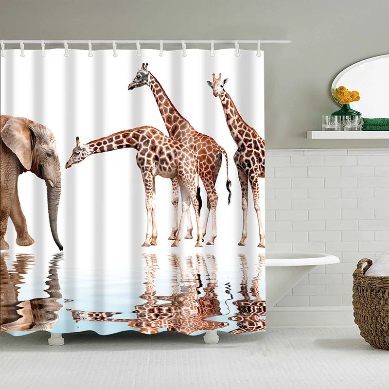 3D Printing Cartoon Bulldog Bath Screens Bathroom Shower Curtain Unicorn Curtain Christmas Gift Decor Multi-size Shower Curtain
