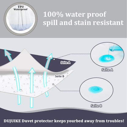 Waterproof duvet cover, comforter protector, waterproof, anti-incontinence, suitable for pets, cats and dogs, children, elderly people, double zipper