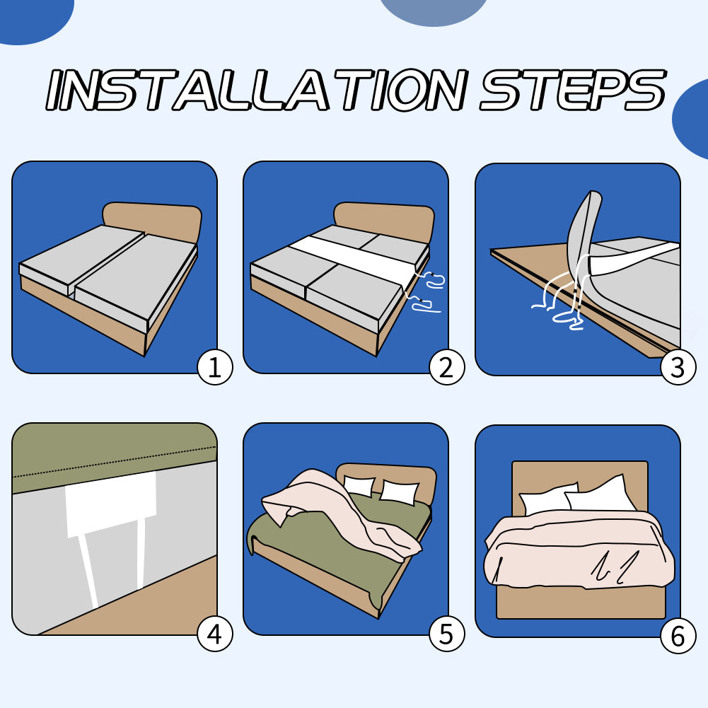 Double to King Size Bed Converter, 2-in-1 Bed Bridge, Adjustable Elastic Mattress Holder for All Mattresses, Non-Slip Strap with Metal Buckle, Ensures a First-Class Sleep