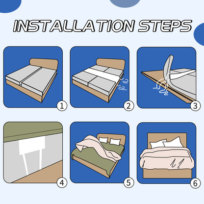 Double to King Size Bed Converter, 2-in-1 Bed Bridge, Adjustable Elastic Mattress Holder for All Mattresses, Non-Slip Strap with Metal Buckle, Ensures a First-Class Sleep