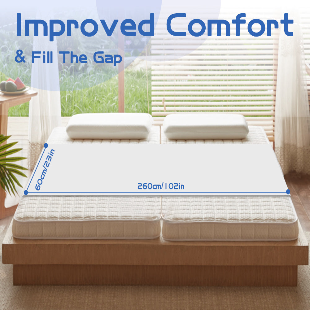 Double to King Size Bed Converter, 2-in-1 Bed Bridge, Adjustable Elastic Mattress Holder for All Mattresses, Non-Slip Strap with Metal Buckle, Ensures a First-Class Sleep