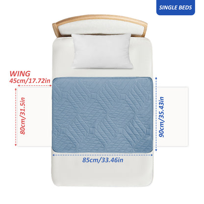 Washable incontinence pads with wings, waterproof mattress protector, reusable absorbent sheet for incontinence and bedwetting, non-slip underside