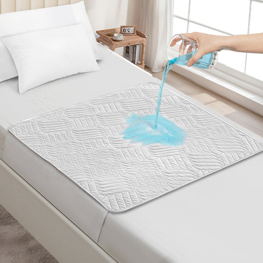 Washable incontinence pads with wings, waterproof mattress protector, reusable absorbent sheet for incontinence and bedwetting, non-slip underside