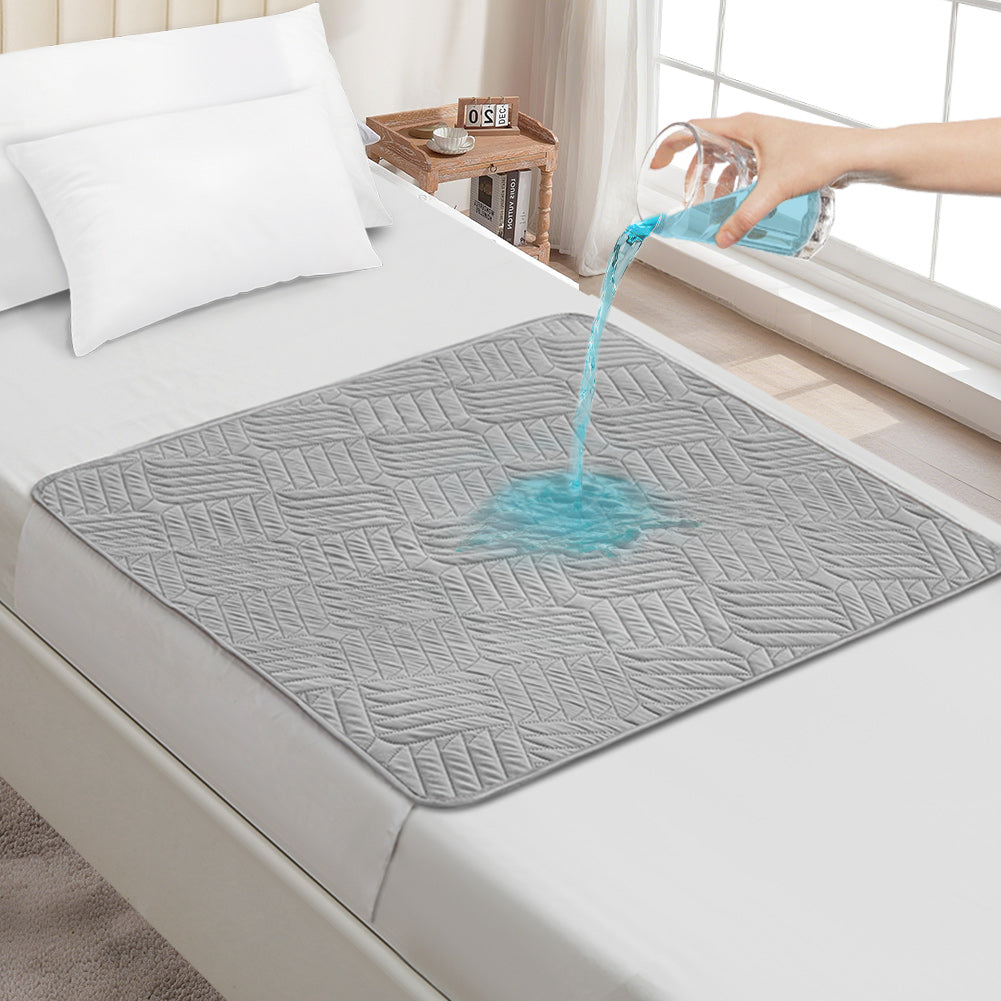 Washable incontinence pads with wings, waterproof mattress protector, reusable absorbent sheet for incontinence and bedwetting, non-slip underside