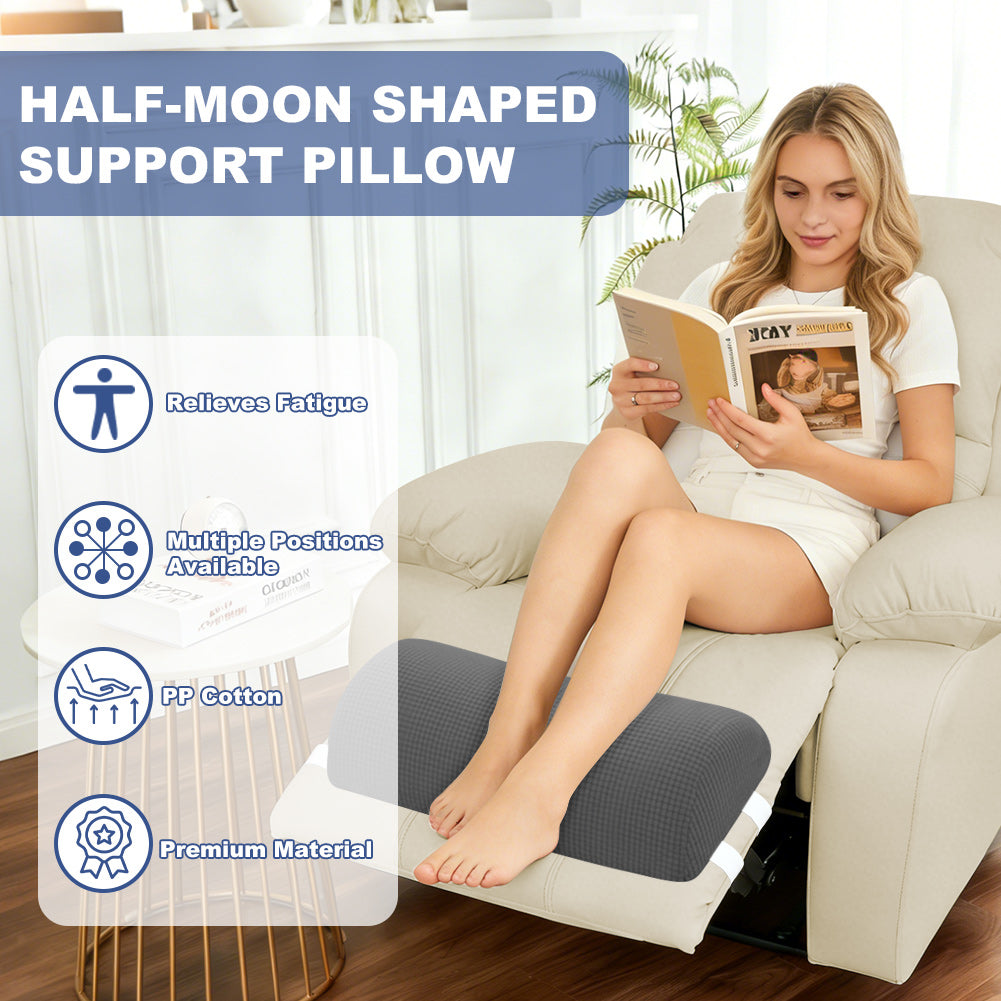 Half Moon Bolster Pillow with Straps, Knee Pillow for Back Sleeping, Under Knee Pillow for Sleeping, Relieves Pain in Legs and Knees, Machine Washable Cover, 24" X 10" X 4"