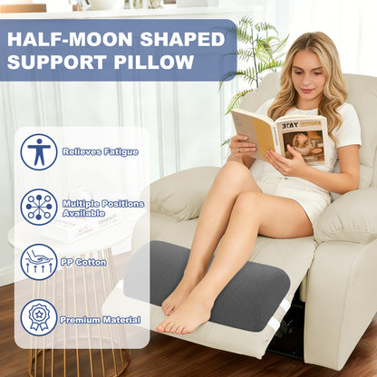 Half Moon Bolster Pillow with Straps, Knee Pillow for Back Sleeping, Under Knee Pillow for Sleeping, Relieves Pain in Legs and Knees, Machine Washable Cover, 24" X 10" X 4"