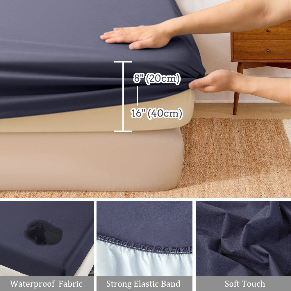Waterproof mattress protector, waterproof fitted sheet, breathable mattress cover, moisture-proof fitted sheet for mattresses with a height of 20-40 cm
