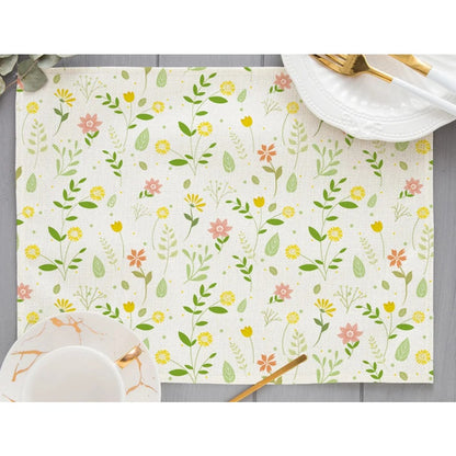 Tropical Plant Leaf Print Dining mat 32x45cm Linen Placemat Eucalyptus leaves Rose Flower Plant Drinking Cup Coaster Mats & Pads