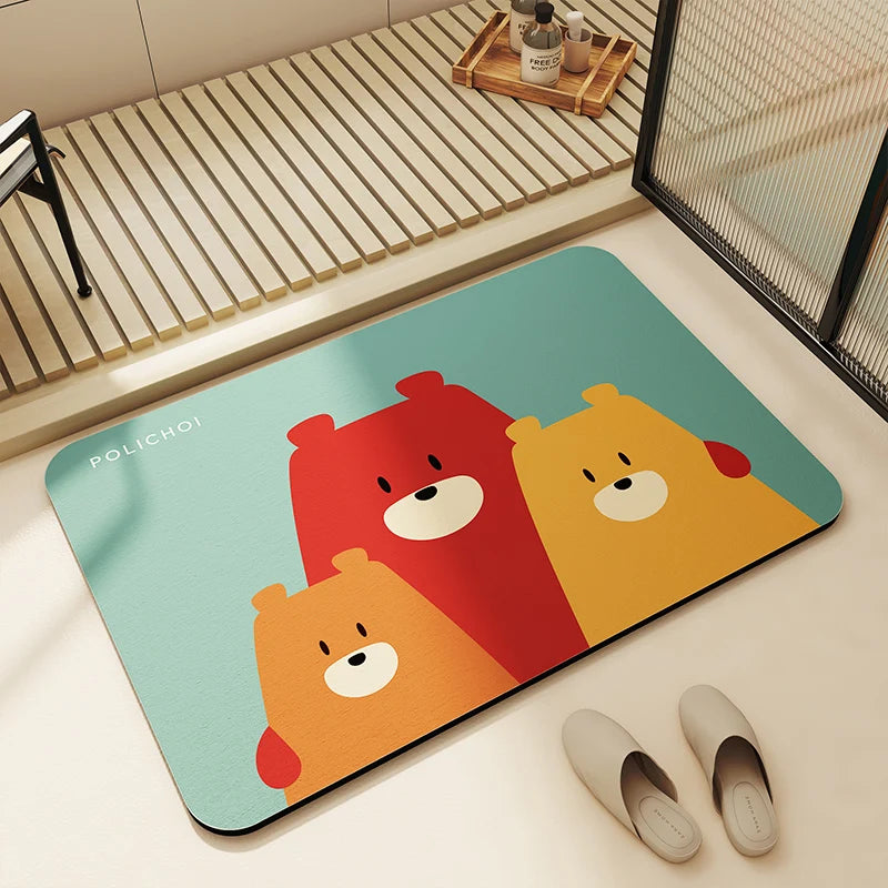 50*80 Diatomaceous Earth Anime Bath Mat Absorbent Bathroom Rug Foot Mats Non-Slip Quick Dry Bathtub Side Carpet Home Decor