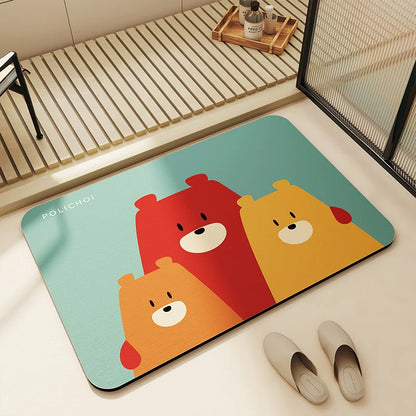 50*80 Diatomaceous Earth Anime Bath Mat Absorbent Bathroom Rug Foot Mats Non-Slip Quick Dry Bathtub Side Carpet Home Decor