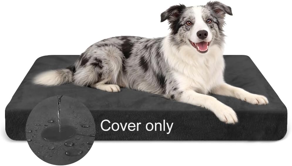 100% waterproof replacement cover for dog bed, soft plush cover, velvet mattress cover for dogs, washable, removable dog cover, dog mattress insert with elastic band