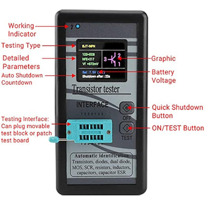 Transistor Tester, Mosfet Transistor Capacitor Tester