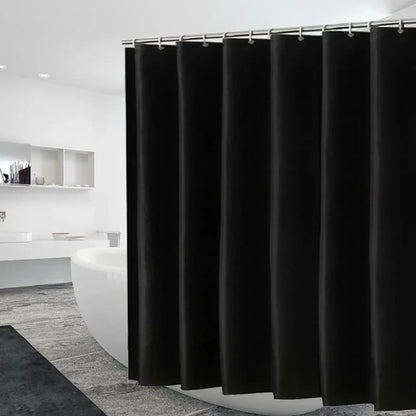 Heavy Duty Solid Shower Curtain Fabric Waterproof Bathroom Curtain Long Stall Size 230CM Black White Grey Brown Blue Color