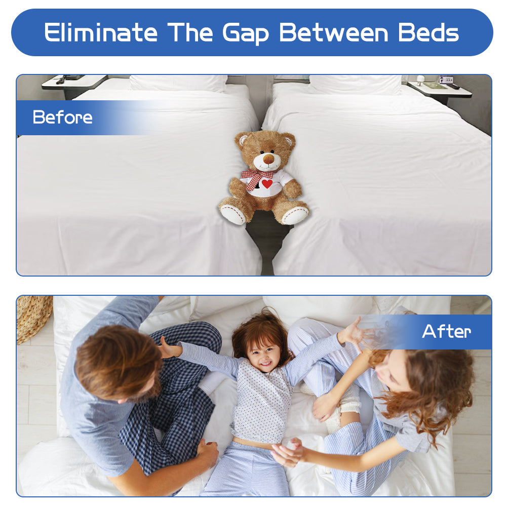 Double to King Size Bed Converter, 2-in-1 Bed Bridge, Adjustable Elastic Mattress Holder for All Mattresses, Non-Slip Strap with Metal Buckle, Ensures a First-Class Sleep