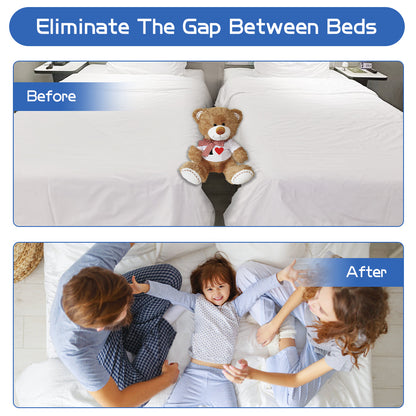 Double to King Size Bed Converter, 2-in-1 Bed Bridge, Adjustable Elastic Mattress Holder for All Mattresses, Non-Slip Strap with Metal Buckle, Ensures a First-Class Sleep