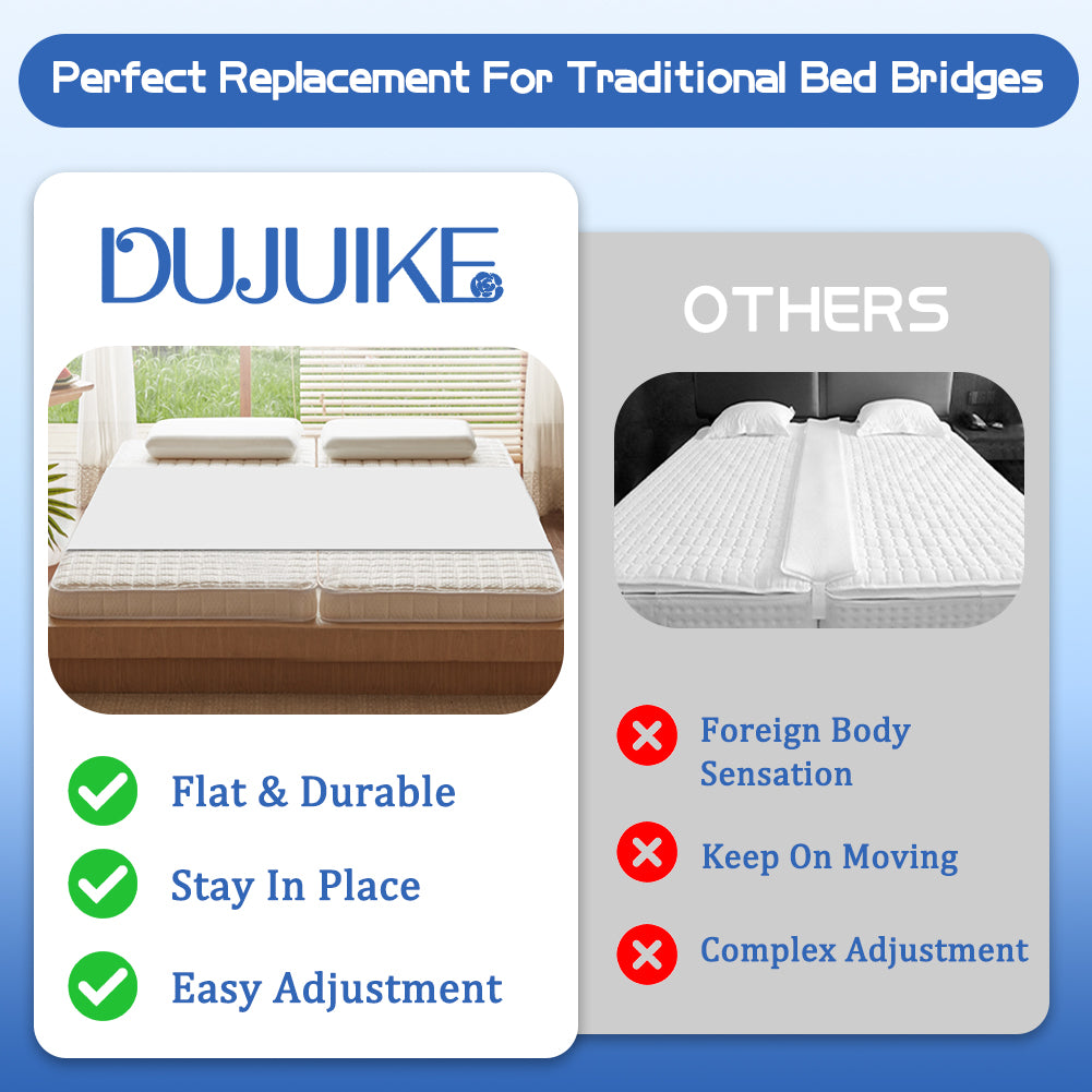 Double to King Size Bed Converter, 2-in-1 Bed Bridge, Adjustable Elastic Mattress Holder for All Mattresses, Non-Slip Strap with Metal Buckle, Ensures a First-Class Sleep