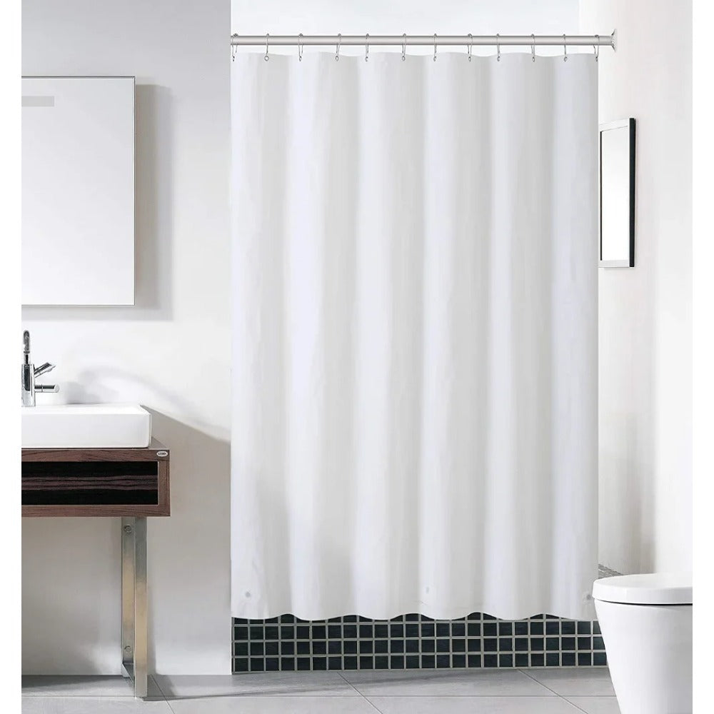 Heavy Duty Solid Shower Curtain Fabric Waterproof Bathroom Curtain Long Stall Size 230CM Black White Grey Brown Blue Color