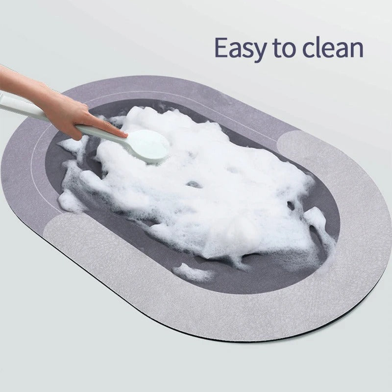 Cute Cartoon Bathroom Absorbent Pad Carpet Oval Diatom Mud Water Absorbing Bathroom Mat Quick Drying Non-slip Toilet Floor Mats