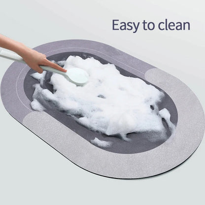 Cute Cartoon Bathroom Absorbent Pad Carpet Oval Diatom Mud Water Absorbing Bathroom Mat Quick Drying Non-slip Toilet Floor Mats