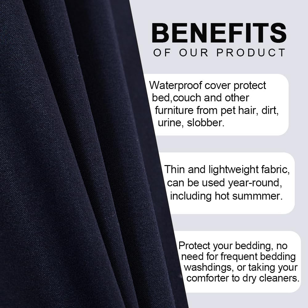 Waterproof Bed Cover for Dog and Cats,Pet Hair Resistant Bed Sheet Cover, Protective Bed Liner Cover with 100% Waterproof Breathable Thin Fabric