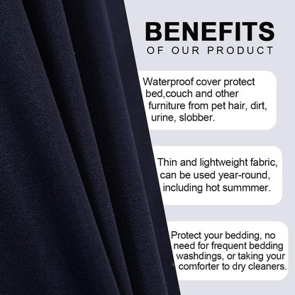 Waterproof Bed Cover for Dog and Cats,Pet Hair Resistant Bed Sheet Cover, Protective Bed Liner Cover with 100% Waterproof Breathable Thin Fabric